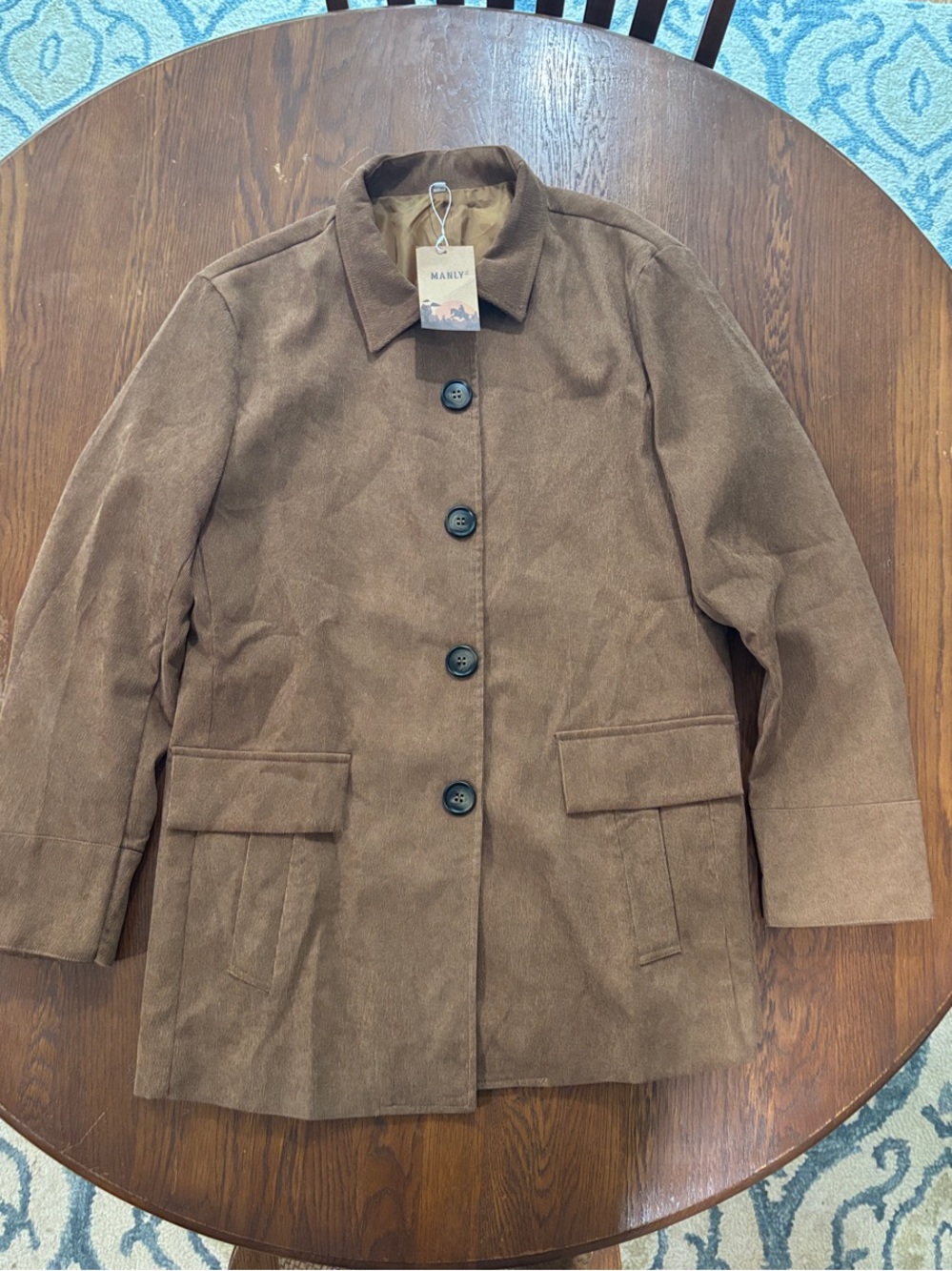Marino Men’s Brown Classic Button-Front Pea Coat